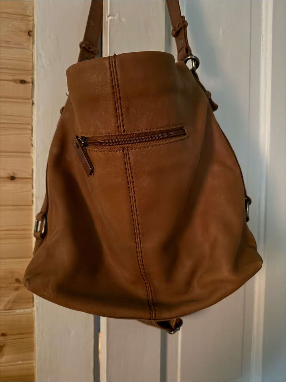 Women's Brown Leather-Style Multi-Pocket Shoulder Bag - Picture 2 of 4